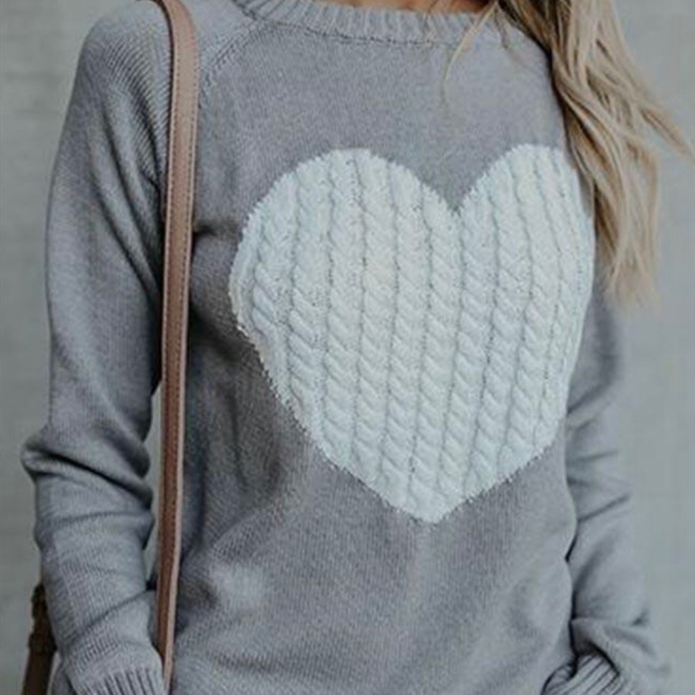 Cute Jewel Heart Sweater